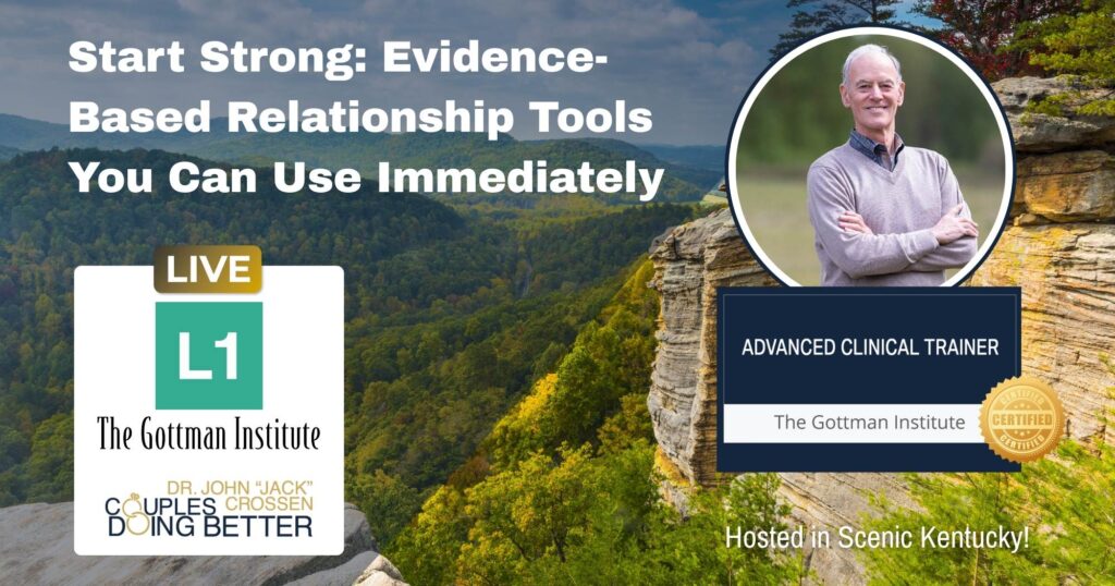 Live Gottman Level 1 training workshop led by an Advanced Clinical Gottman Trainer with therapists and relationship professionals in a classroom setting.